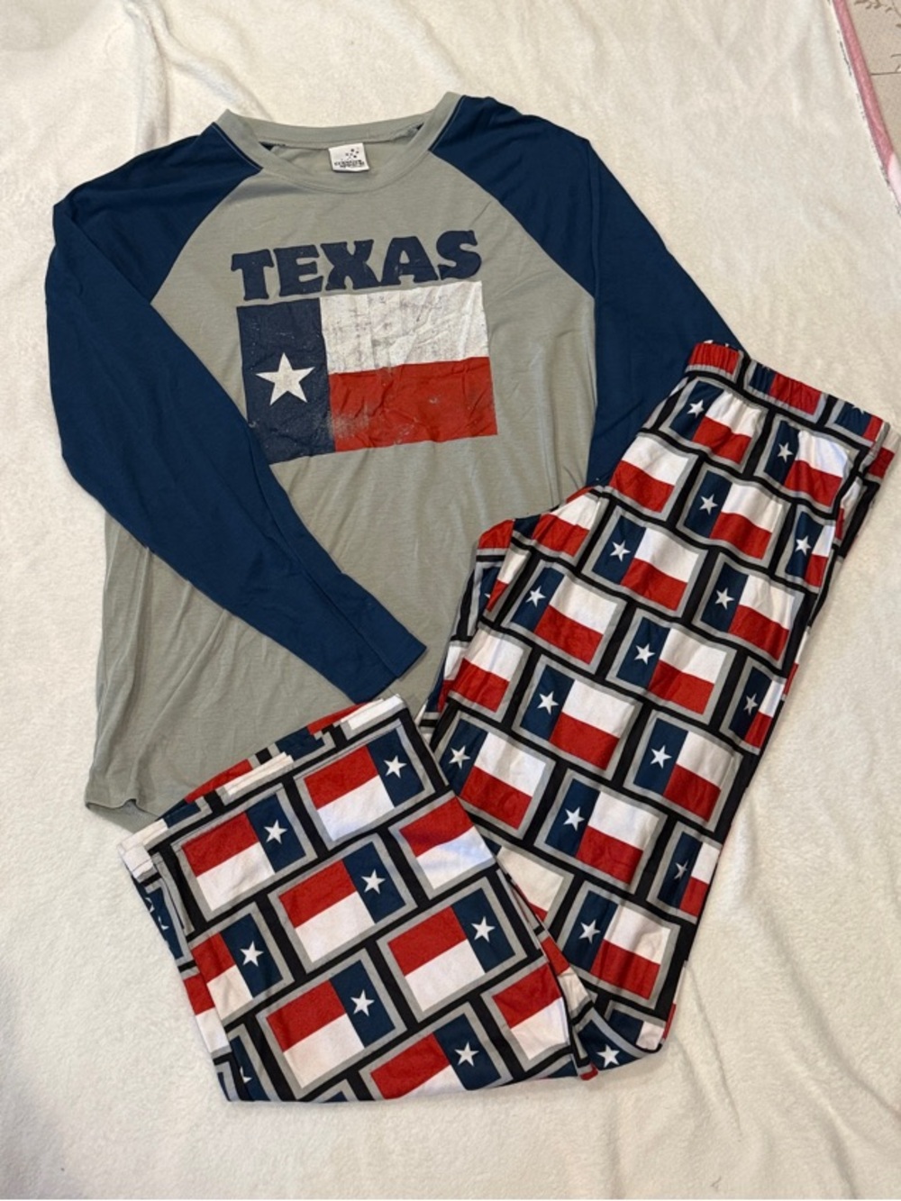 Mens Texas Flag Pajama Set - Navy & Red